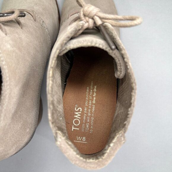 Toms Women's‎ Size 8 Lunata Tan Suede Lace Up Ankle Boots - Picture 9 of 13
